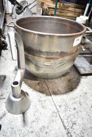 2 Items; Hobart VMLH60 Metal Mixing Bowl and Hobart VMLH40 Metal Dough Hook Attachment. 2 Times Your Bid!
