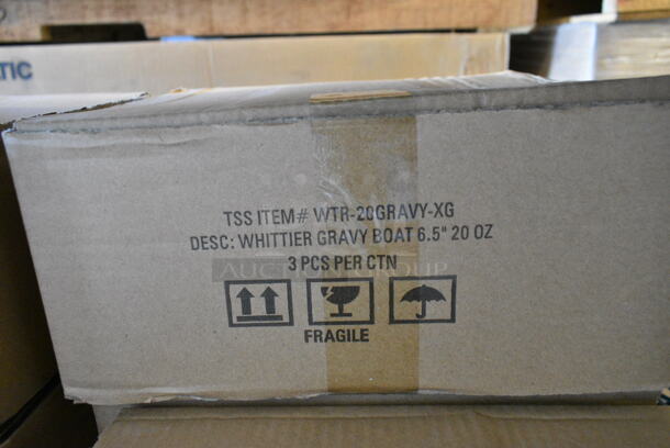 3 Box of 3 BRAND NEW SCRATCH AND DENT! 10 Strawberry Street WTR-20GRAVY-XG Whittier 20 oz. White Porcelain Gravy Boat. 3 Times Your Bid!  - Image 5 of 6