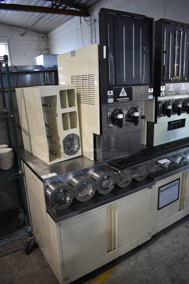 FBD Model FBD562 RC Stainless Steel Commercial Countertop 2 Flavor Slushie Machine on Stainless Steel Soda Station w/ 5 Cup Dispensers and 2 Doors. 215-245 Volts, 1 Phase. 36x42x77 - Image 3 of 9