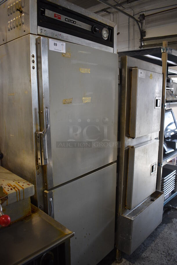 Metro C200 Metal Commercial 2 Half Size Warming Cabinet w/ Baking Pans on Commercial Casters. 27.5x33x74. Cannot Test - Unit Was Previously Hardwired - Image 2 of 5