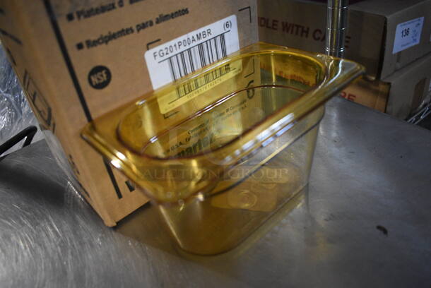 6 BRAND NEW IN BOX! Rubbermaid FG201P00AMBR Amber Poly 1/9 Size Drop In Bins. 1/9x4. 6 Times Your Bid! - Image 3 of 6