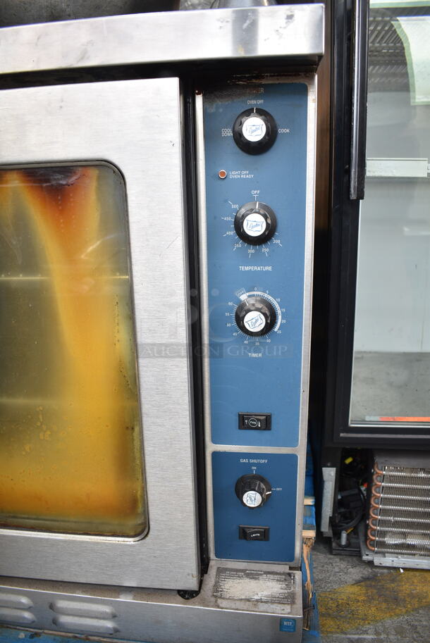 Duke Stainless Steel Commercial Natural Gas Powered Full Size Convection Oven w/ View Through Doors, Metal Oven Racks and Thermostatic Controls.  - Image 3 of 5