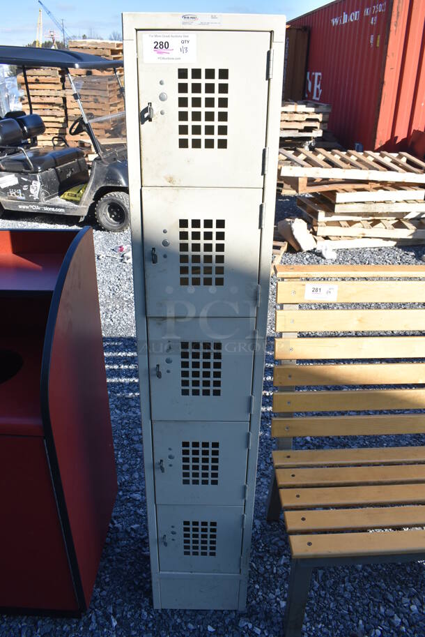 Win-holt Tan Metal 5 Cubby Locker. 12x12x67 - Image 1 of 4