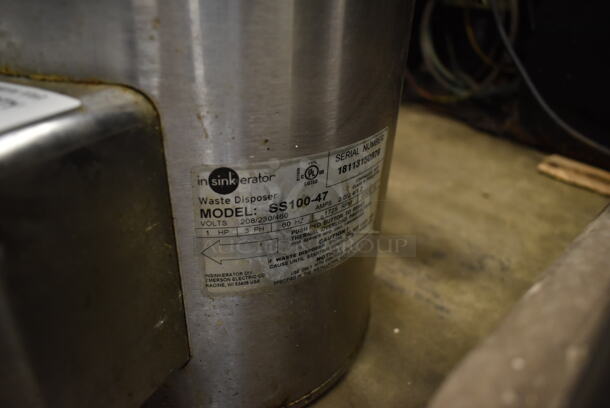 Insinkerator SS100-47 Metal Commercial Garbage Disposal Waste Disposer. 208/230/460 Volts, 3 Phase.  - Image 4 of 4
