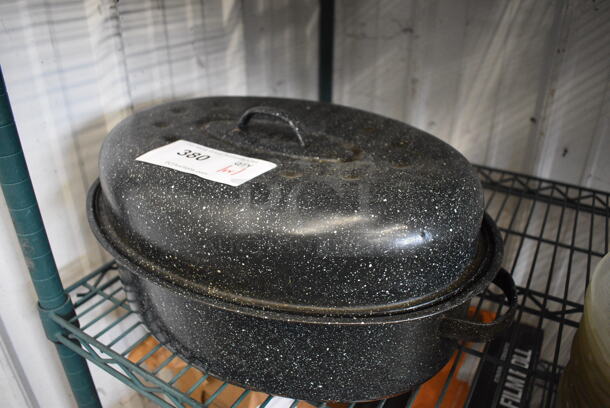 Metal Speckled Steam Pot w/ Lid. 19x12x8 - Image 2 of 2