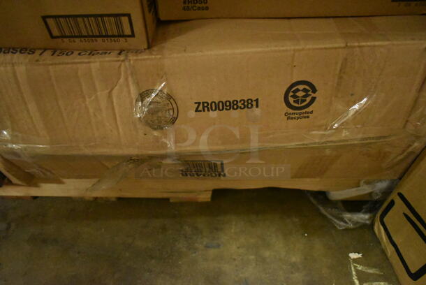 PALLET LOT of 36 BRAND NEW Boxes Including 395TO993 EcoChoice 9" x 9" x 3" Compostable Sugarcane / Bagasse 3 Compartment Takeout Container - 200/Case, 130IC10PCLW1M Choice 10 lb. Clear Wicketed Ice Bag with Ice Print - 1000/Case, 128HD12COMBO ChoiceHD Microwavable Translucent Deli Container, 7 Box Hollowick HD50-36 50 Hour "Smokeless" Clear Liquid Candle Fuel Cartridge - Not for Home Consumer Use - 48/Case, enMotion 59460A Dispenser, Acopa 553GD1535WS Wood Base for Acopa 3 and 5 Gallon Glass Beverage Dispensers,Jumbo Paper Straws, 2 Box 130PKROLLKFS Visions 17" x 17" Black Pre-Rolled Linen-Feel Napkin and Clear Heavy Weight Plastic Cutlery Set - 100/Case, Kraus KCU-273 Ceramic Sink. 36 Times Your Bid! - Image 6 of 12