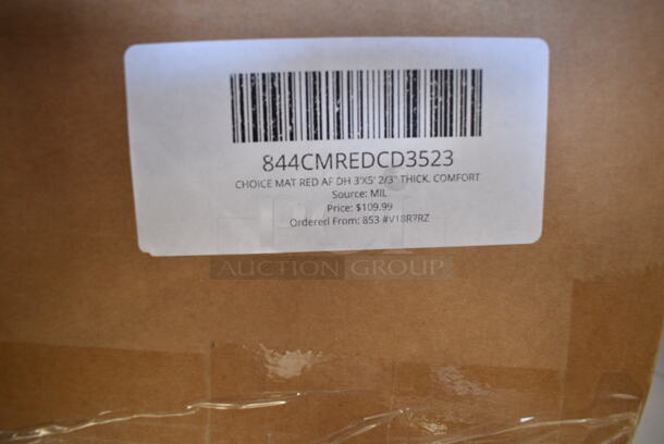 3 BRAND NEW SCRATCH AND DENT! Choice 3' x 5' Red Grease-Resistant Anti-Fatigue Nitrile Rubber Floor Mat with Drainage Holes. 844CMREDDHD3523, 844CMREDDC3534, 844CMREDCD3523. 3 Times Your Bid! - Image 6 of 6