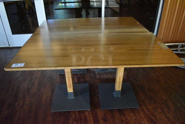 2 Wood Pattern Tables on 2 Metal Table Bases. 60x29.5x29. 2 Times Your Bid! (lounge)