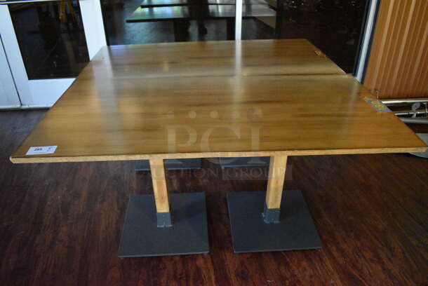 2 Wood Pattern Tables on 2 Metal Table Bases. 60x29.5x29. 2 Times Your Bid! (lounge) - Image 1 of 4