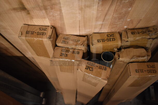 BRAND NEW SCRATCH AND DENT! Lot of 2 Metal Under Shelves and 9 Boxes of John Boos GLEG-33.5B / Regency 600TW2496G Legs.  - Image 5 of 10