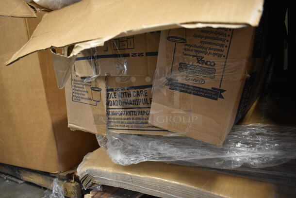 PALLET LOT of 20 BRAND NEW Boxes Including 164CUSHVYCN1 Lancaster Table & Seating Vineyard Series 1" Canvas Chair and Bar Stool Cushion with Ties, Dart 85HT3R 8" x 8" x 3" White Foam Three-Compartment Square Take Out Container with Perforated Hinged Lid - 200/Case, RNP32-162388 Pelicans Snoball Cups, 485WJ7RWH Choice 7 3/4" Jumbo White and Red Wrapped Straw - 12000/Case, Dart 12B32 12 oz. Insulated White Customizable Foam Container - 1000/Case, 245CPB20WHT White Corrugated Pizza Box. 20 Times Your Bid! - Image 11 of 12