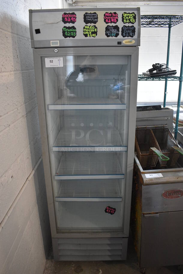 Metal Commercial Single Door Reach In Cooler Merchandiser w/ Poly Coated Racks. 23.5x24x74. Tested and Working!