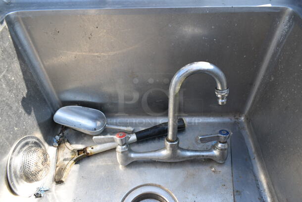 Stainless Steel Single Bay Sink w/ Faucet and Handles.  - Image 6 of 7