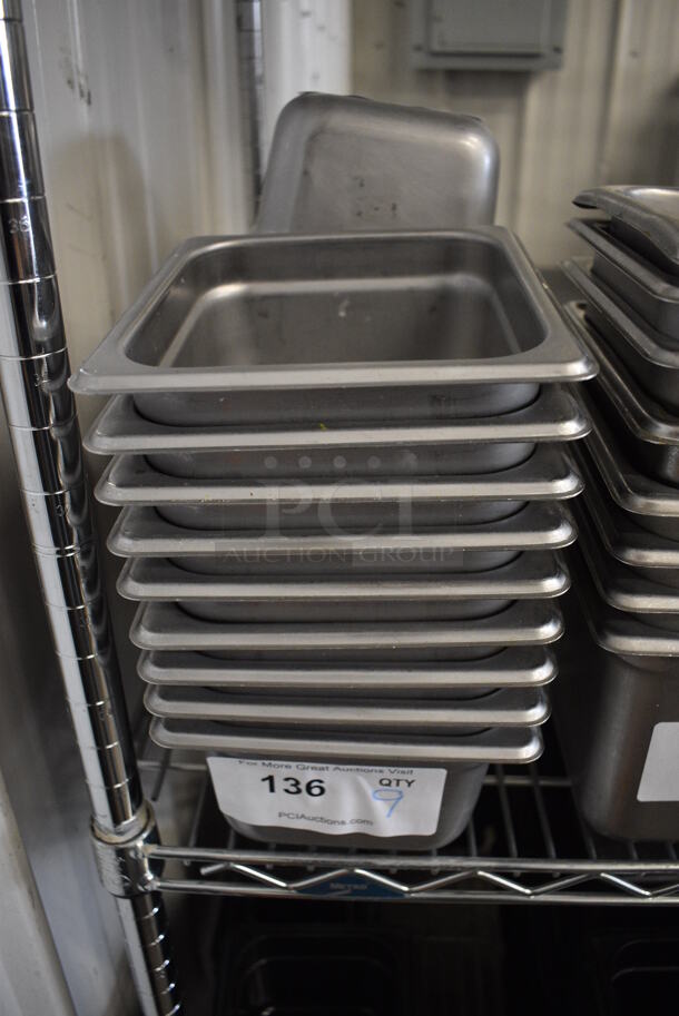 12 Stainless Steel 1/6 Size Drop In Bins. 1/6x4. 12 Times Your Bid!