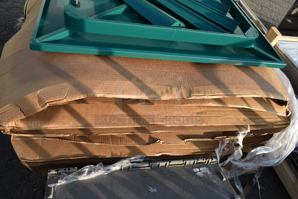 11 BRAND NEW SCRATCH AND DENT! Lancaster Table & Seating Green Metal Outdoor Dining Height Table. 11 Times Your Bid! - Image 6 of 6