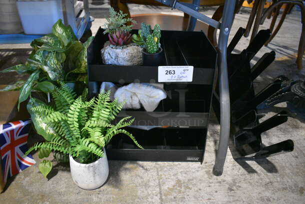 ALL ONE MONEY! Lot of 2 Racks and Various Fake Plants! - Image 1 of 3
