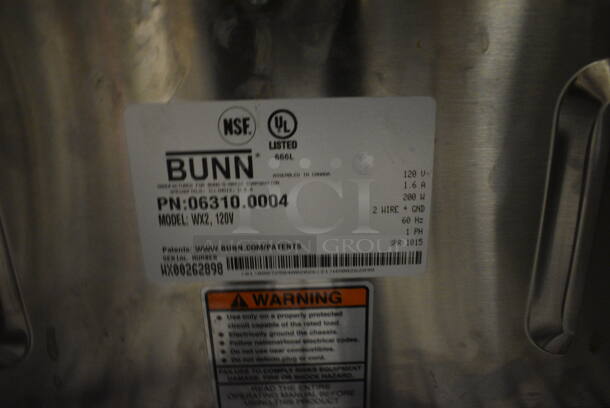 2015 Bunn WX2 Stainless Steel Commercial Countertop 2 Burner Coffee Pot Warmer. 120 Volts, 1 Phase. 14x7x2. Item Was in Working Condition on Last Day of Business. (kitchen) - Image 4 of 4