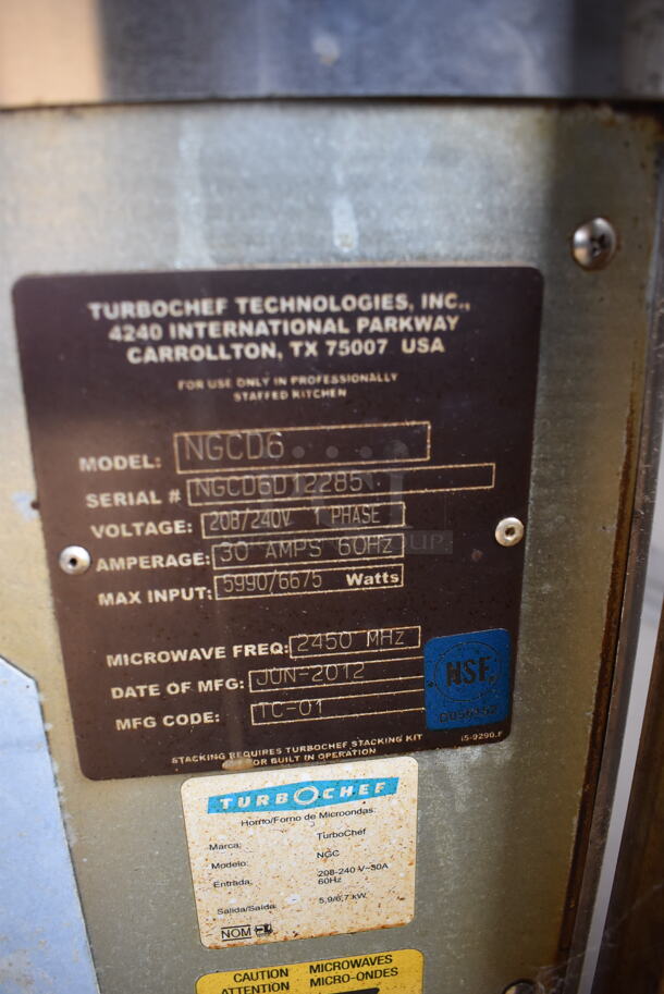 TurboChef NGCD6 Stainless Steel Commercial Double Stack Tornado Convection Oven On Mobile Cart. 208/240V, 1 Phase. 2 Times Your Bid!  - Image 6 of 6