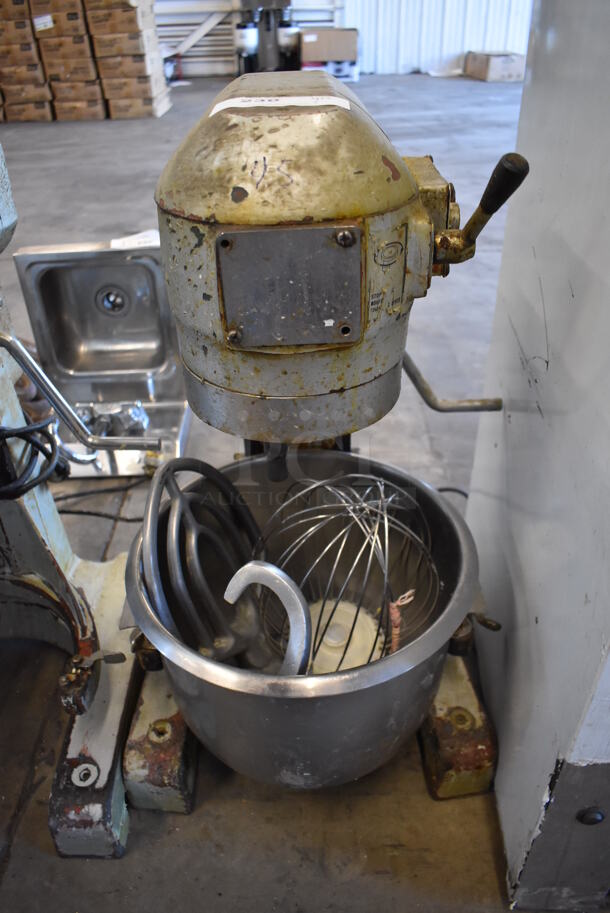 Metal Commercial Countertop 20 Quart Planetary Dough Mixer w/ Metal Mixing Bow, Dough Hook, Paddle and Balloon Whisk Attachments. 115 Volts, 1 Phase. 17x17x30. Cannot Test - Unit Needs New Power Cord - Image 2 of 6