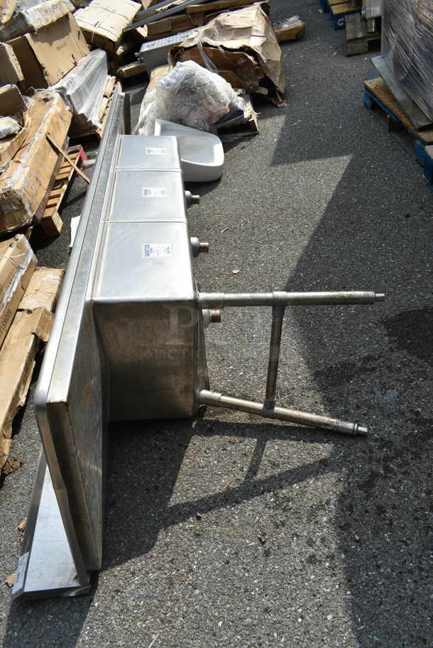 Stainless Steel Commercial 3 Bay Sink. Missing Right Side H Legs. Bays 20x20x12.  - Image 2 of 8