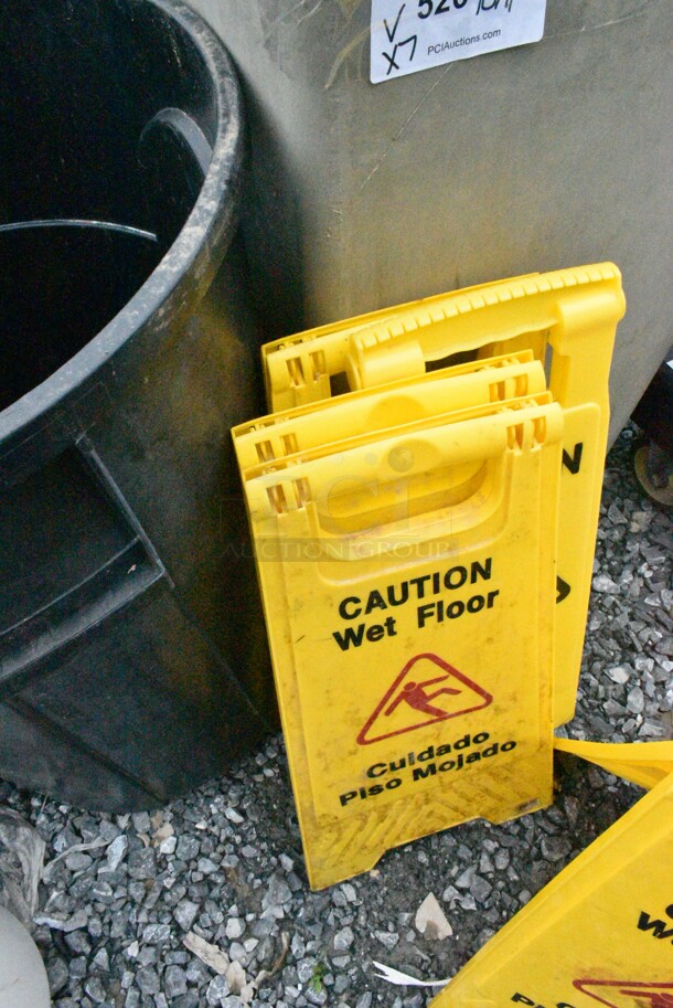 7 Various Items Including Trash Cans, Wet Floor Caution Signs. 19.5x19.5x35, 25x21x29.5, 12x24. 7 Times Your Bid! - Image 3 of 6