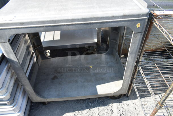 Gray Poly 2 Tier Cart on Commercial Casters.  - Image 4 of 5