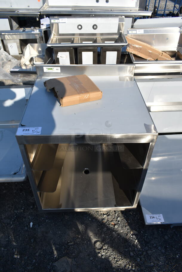 BRAND NEW SCRATCH AND DENT! Regency Stainless Steel Table w/ Back Splash and Under Shelf. - Image 1 of 4