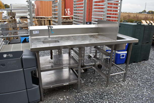 Stainless Steel Commercial Table w/ Sink Bay, Faucet, Handles, Splash Guard, Water Dispenser, Back Splash and Under Shelves. 72x31x48. Bays 10x8x4.5, 9x15x8.5 - Image 2 of 8