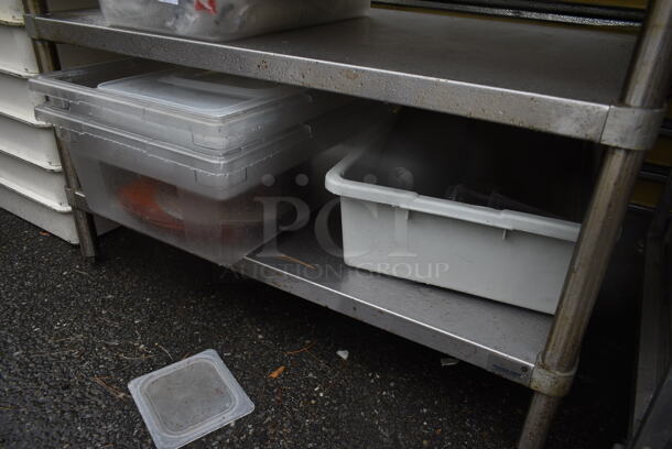 Stainless Steel Commercial Table w/ Back Splash and 2 Under Shelves. Does Not Include Contents. - Image 4 of 4