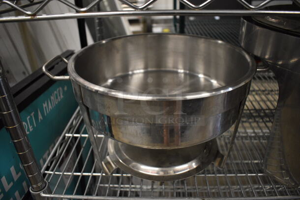 2 Metal Chafing Dish Frames w/ 2 Drop Ins and 1 Lid. Includes 16x13x8, 17x17x11. 2 Times Your Bid! - Image 2 of 4
