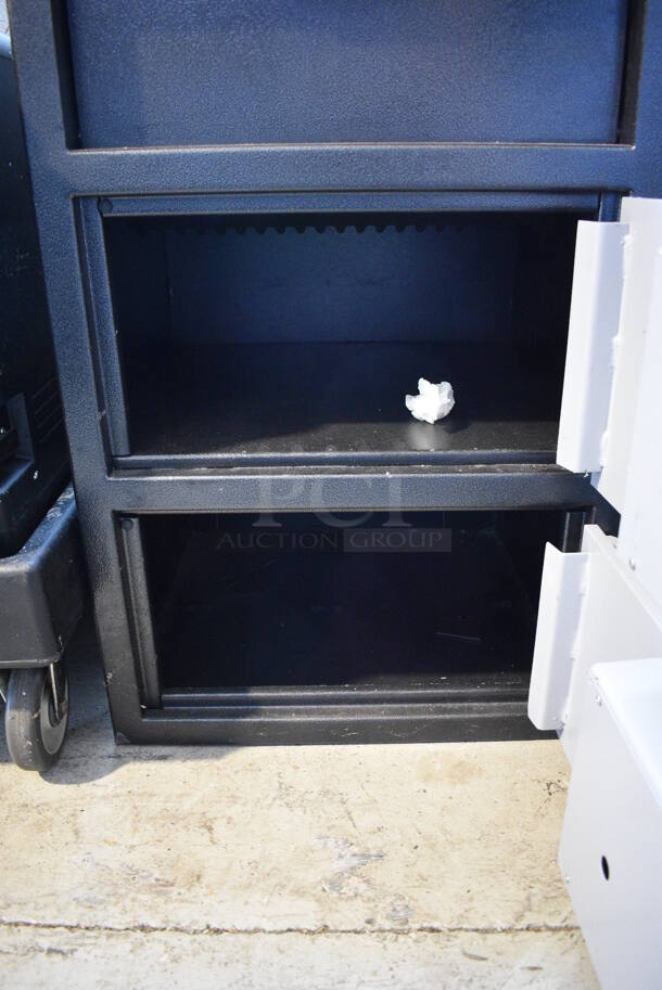 Mesa Black and Gray Metal 2 Compartment Drop Safe. Does Not Come w/ Combination. 20x20x30 - Image 5 of 6