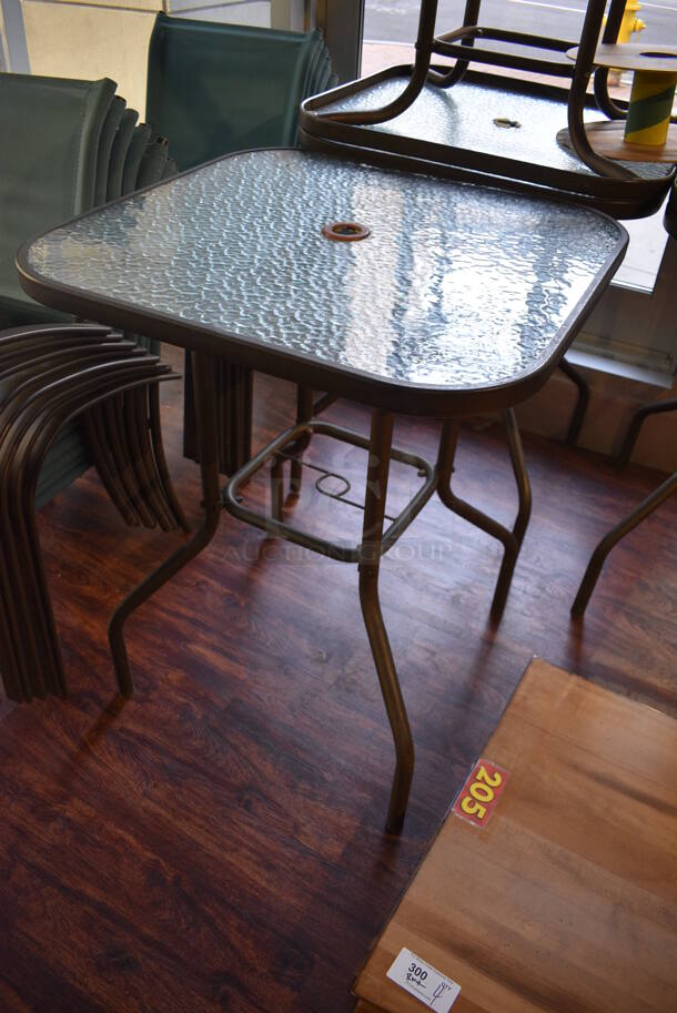 2 Patio Tables w/ Clear Tabletop on Brown Metal Frame. 30x30x38. 2 Times Your Bid! (lounge) - Image 2 of 5