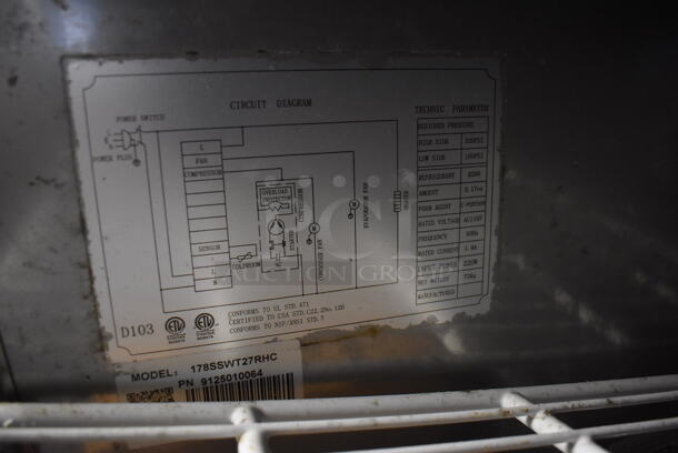 Avantco 178SSWT27RHC Stainless Steel Commercial Single Door Work Top Cooler w/ Back Splash. Comes w/ Commercial Casters. 115 Volts, 1 Phase. 27x30x35. Tested and Powers On But Does Not Get Cold - Image 4 of 6