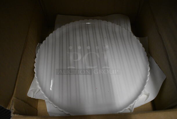2 BRAND NEW IN BOX! White Poly Plates. 13x13x1. 2 Times Your Bid!