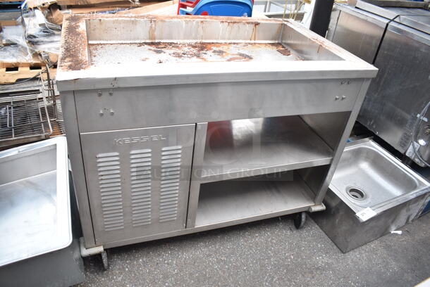 Kessel Stainless Steel Commercial Station w/ 2 Under Shelves on Commercial Casters.  - Image 1 of 5