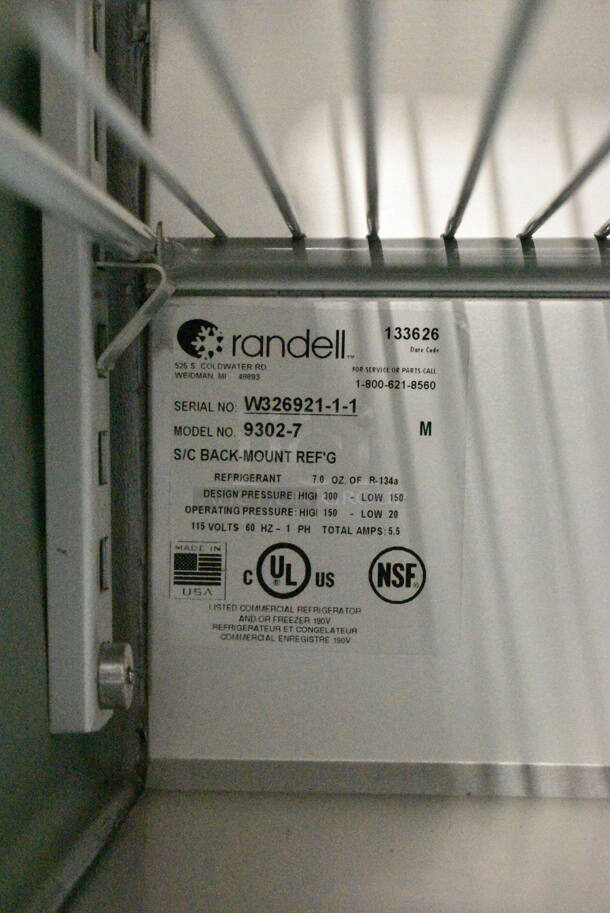 BRAND NEW! 2014 Randell 9302-7 Stainless Steel Commercial 2 Door Work Top Cooler on Commercial Casters. 115 Volts, 1 Phase. Tested and Powers On But Does Not Get Cold - Image 7 of 7