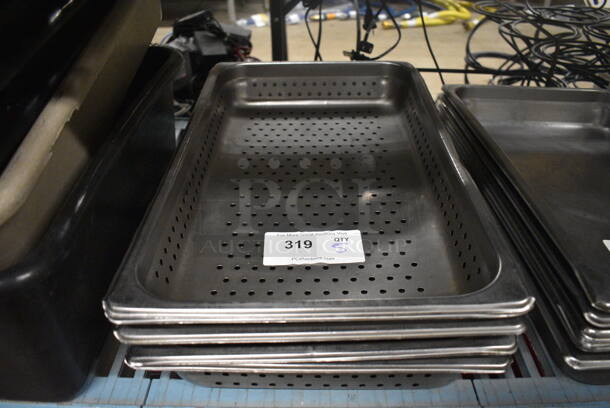 5 Stainless Steel Perforated Full Size Drop In Bins. 1/1x2.5. 5 Times Your Bid!