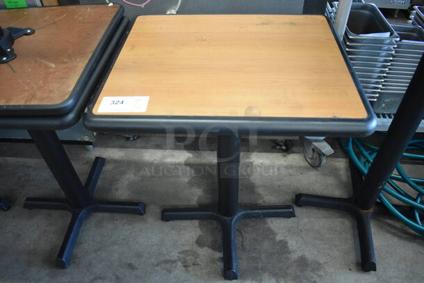 Wood Pattern Dining Height Table on Black Metal Table Base. 24x20x30