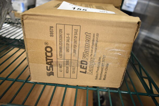3 Boxes of 6 BRAND NEW SCRATCH AND DENT! Satco S9578 4.5 Watt (40 Watt Equivalent) Transparent Amber LED Light Bulb - 120V (ST19). 3 Times Your Bid! - Image 3 of 3