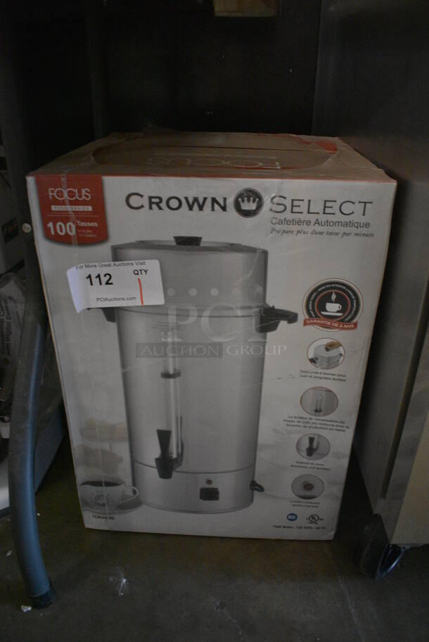BRAND NEW IN BOX! Crown Select Focus Model FCMAA100 Metal Automatic Coffeemaker