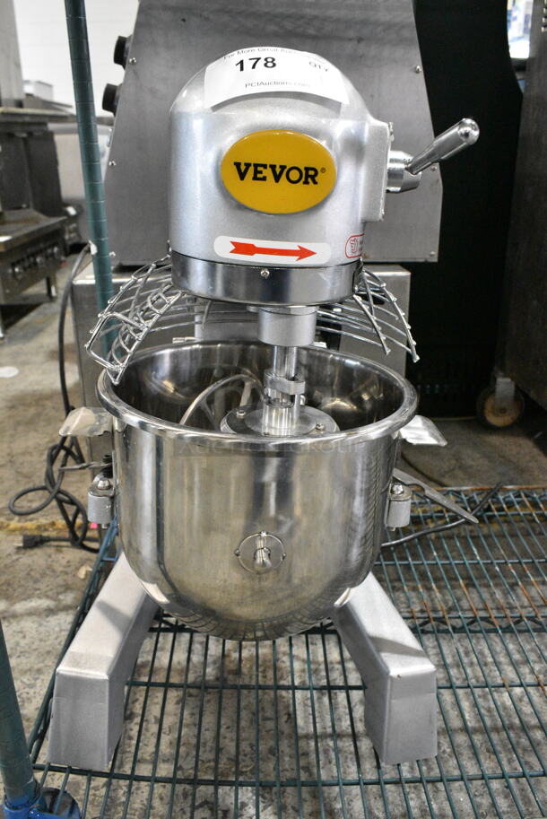 Vevor XZ-SZM Metal Commercial Countertop 10 Quart Planetary Dough Mixer w/ Stainless Steel Mixing Bowl, Bowl Guard, Whisk, Paddle and Dough Hook Attachments. 110 Volts, 1 Phase. Tested and Powers On But Parts Do Not Move - Image 1 of 5