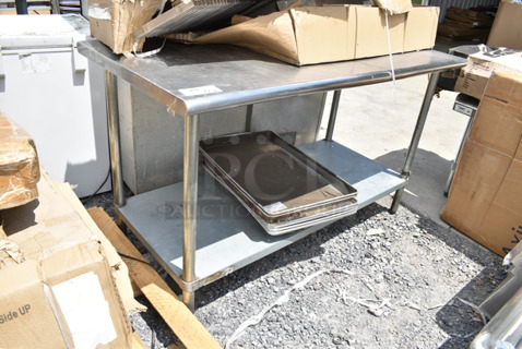Stainless Steel Commercial Table w/ Metal Under Shelf. Contents Not Included. 