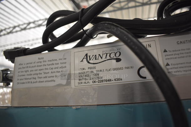 BRAND NEW! Avantco P88SG Stainless Steel Commercial Countertop Double Panini Press Sandwich Grill with Grooved Plates. 120 Volts, 1 Phase. 23x15x8. Tested and Working! - Image 8 of 8