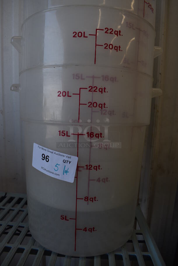 ALL ONE MONEY! Lot of 5 Clear Poly 22 Quart Containers. 14x12.5x14.5 - Image 2 of 3