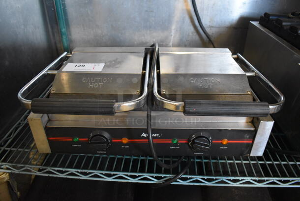 Adcraft Stainless Steel Commercial Countertop Electric Powered Double Panini Press. 23x15x9. Tested and Working!