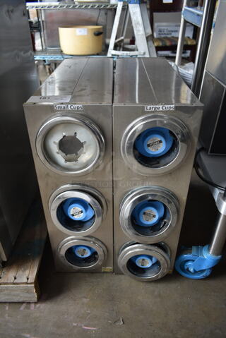 2 Stainless Steel 3 Well Cup Dispensers. 2 Times Your Bid!