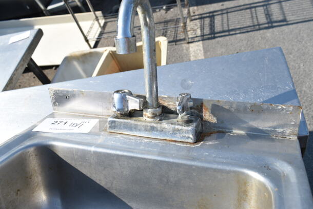 Stainless Steel Single Bay Wall Mount Sink w/ Faucet and Handles.  - Image 4 of 6