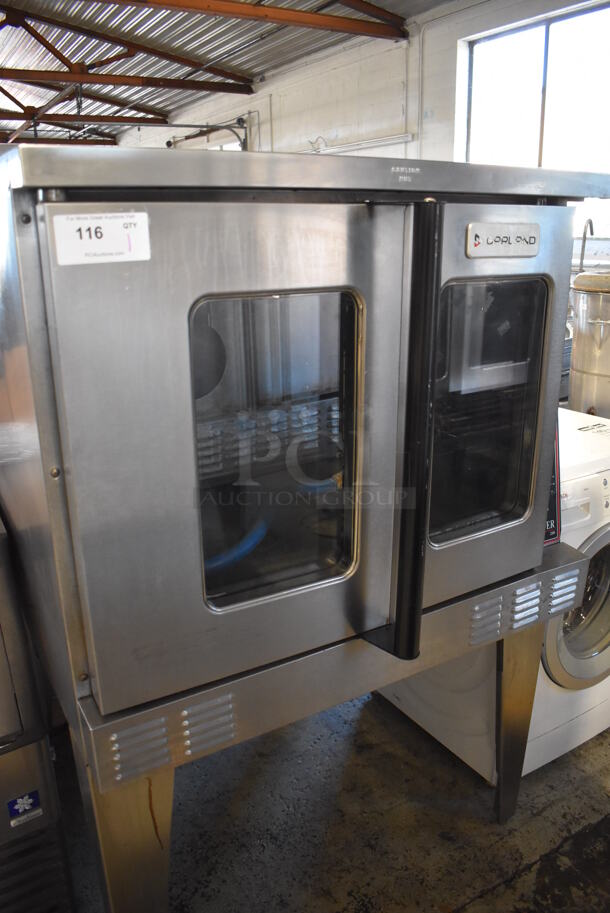 LATE MODEL! Garland Master 200 Stainless Steel Commercial Natural Gas Powered Full Size Convection Oven w/ View Through Doors, Gas Hose and Thermostatic Controls on Metal Legs. 38x44x59.5 - Image 3 of 7