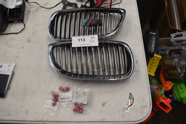ALL ONE MONEY! 2 Grills for BMW M3 with Badge and Various Tire Stem Accessories