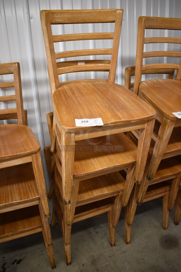 4 Wood Pattern Dining Chairs w/ Ladder Back Seats. 16x18x31. 4 Times Your Bid! - Image 6 of 6
